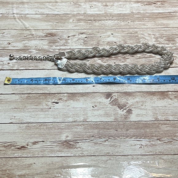 Silver Woven Chain Link Necklace - Picture 7 of 8